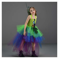 Kinder Mädchen Pfau Tutu Kleid Cosplay Kostüm Outfits Halloween Karneval Anzug