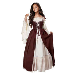 Kinder Mädchen quadratischer Kragen Mittelalter Renaissance Retro Kleid Cosplay Kostüm Outfits Halloween Karneval Anzug