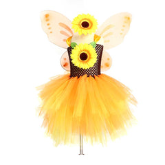 Kinder Mädchen Sonnenblume Tutu Rock Cosplay Kostüm Outfits Halloween Karneval Anzug