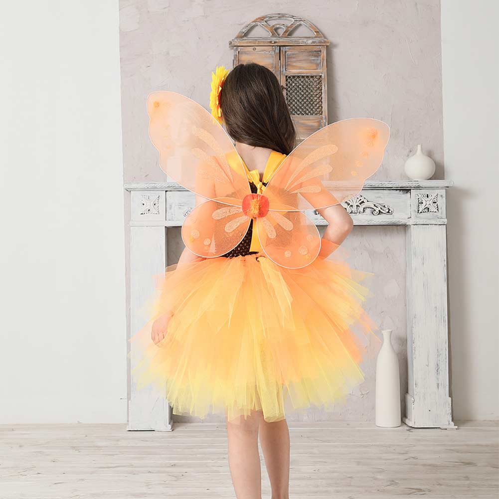 Kinder Mädchen Sonnenblume Tutu Rock Cosplay Kostüm Outfits Halloween Karneval Anzug