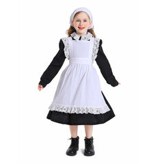 Kinder Mädchen Thanksgiving 17. Jahrhundert Kolonialstil Pilger Hirtenmädchen Kleid Cosplay Kostüm Outfits Halloween Karneval Anzug