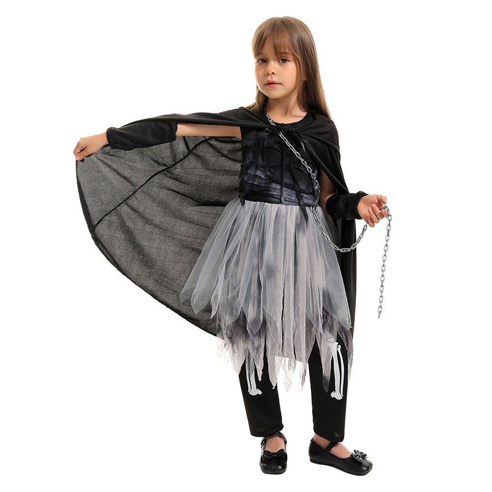 Kinder Mädchen Tod Kleid Cosplay Kostüm Outfits Halloween Karneval Anzug