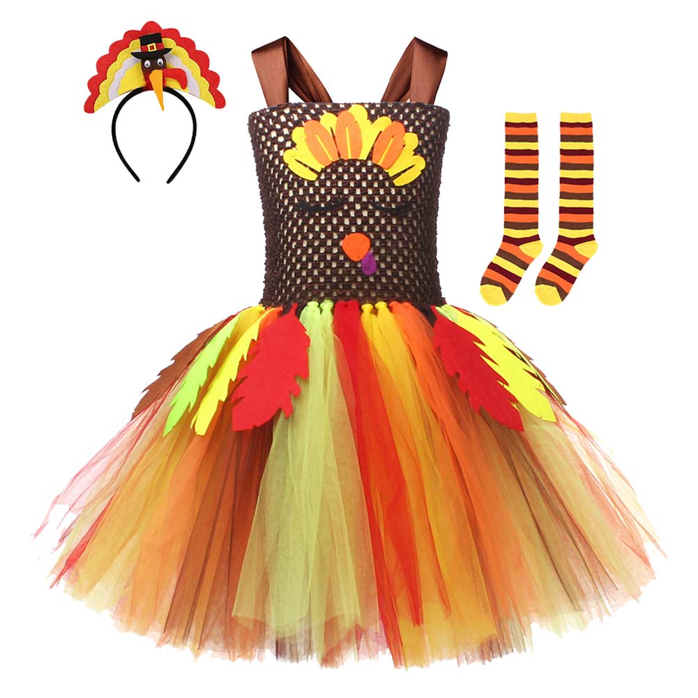 Kinder Mädchen tuitu Kleid Thanksgiving Truthahn Cosplay Kostüm Outfits Halloween Karneval Anzug