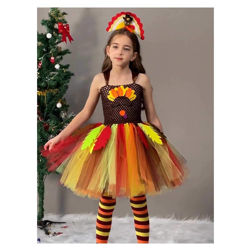 Kinder Mädchen tuitu Kleid Thanksgiving Truthahn Cosplay Kostüm Outfits Halloween Karneval Anzug