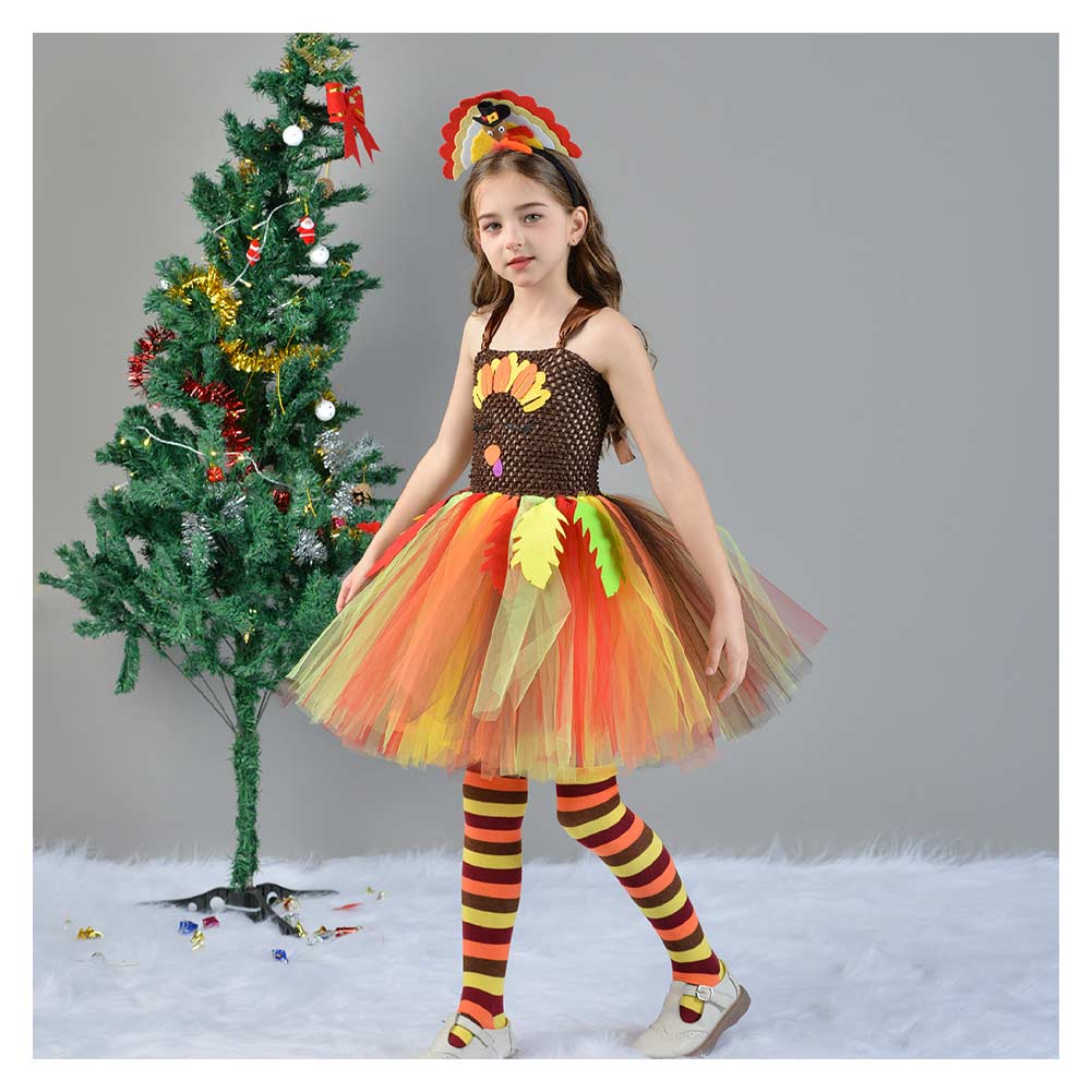 Kinder Mädchen tuitu Kleid Thanksgiving Truthahn Cosplay Kostüm Outfits Halloween Karneval Anzug