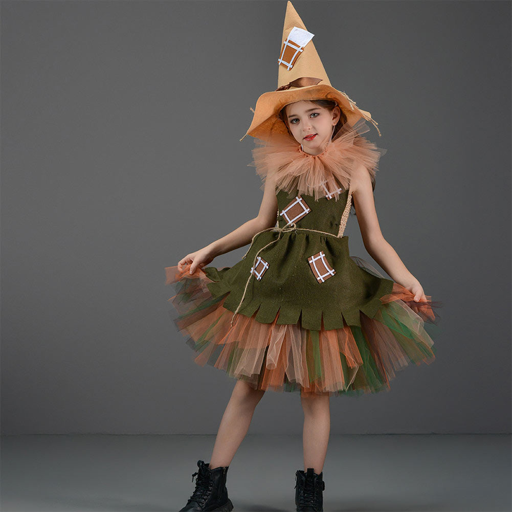 Kinder Mädchen tutu Kleid Cosplay Kostüm Outfits Halloween Karneval Anzug Vogelscheuche