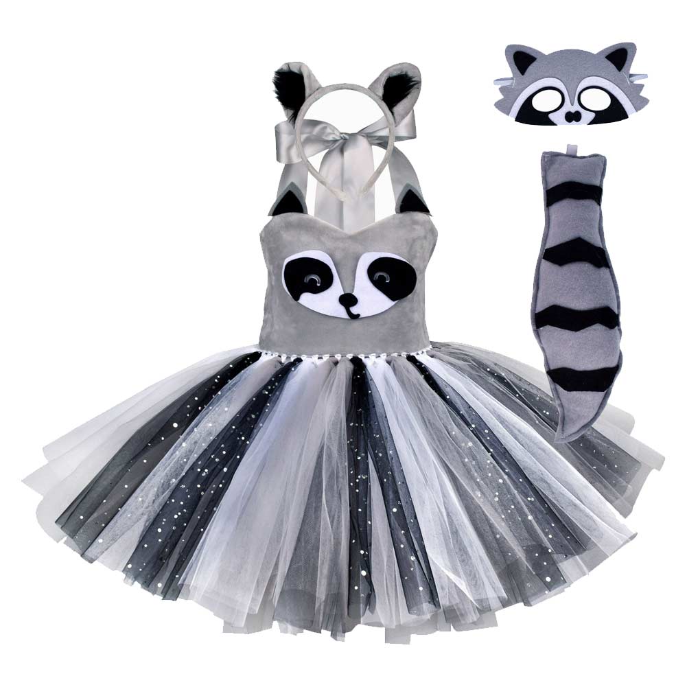 Kinder Mädchen tutu Kleid Cosplay Kostüm Outfits Halloween Karneval Anzug Waschbär   