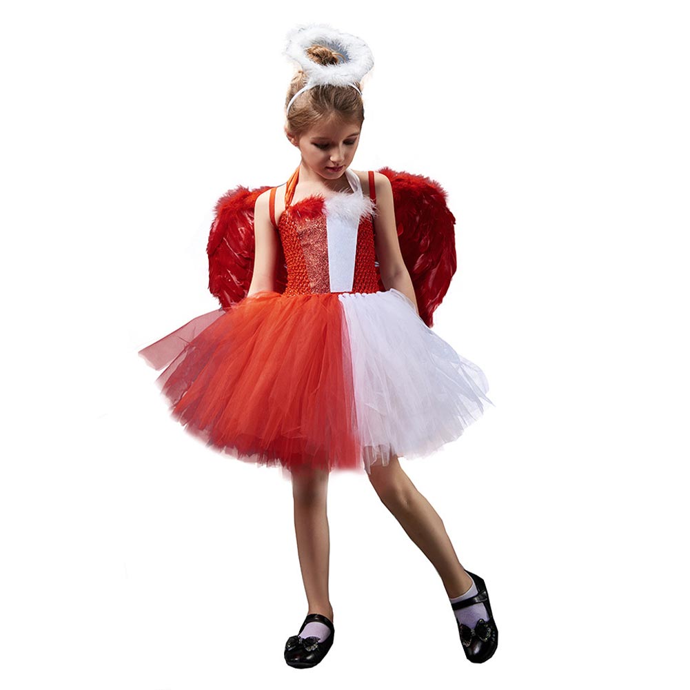 Kinder Mädchen tutu Kleid Engel Cosplay Kostüm Outfits Halloween Karneval Anzug