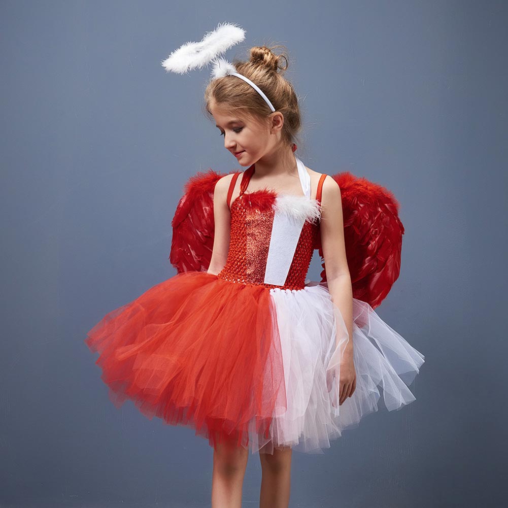 Kinder Mädchen tutu Kleid Engel Cosplay Kostüm Outfits Halloween Karneval Anzug