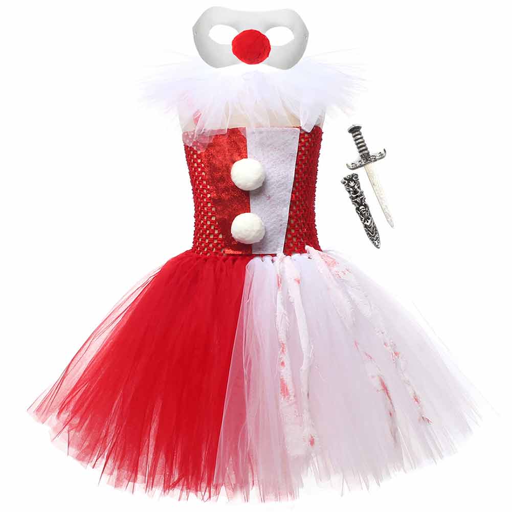 Kinder Mädchen tutu Kleid Horror Joker Cosplay Kostüm Outfits Halloween Karneval Anzug