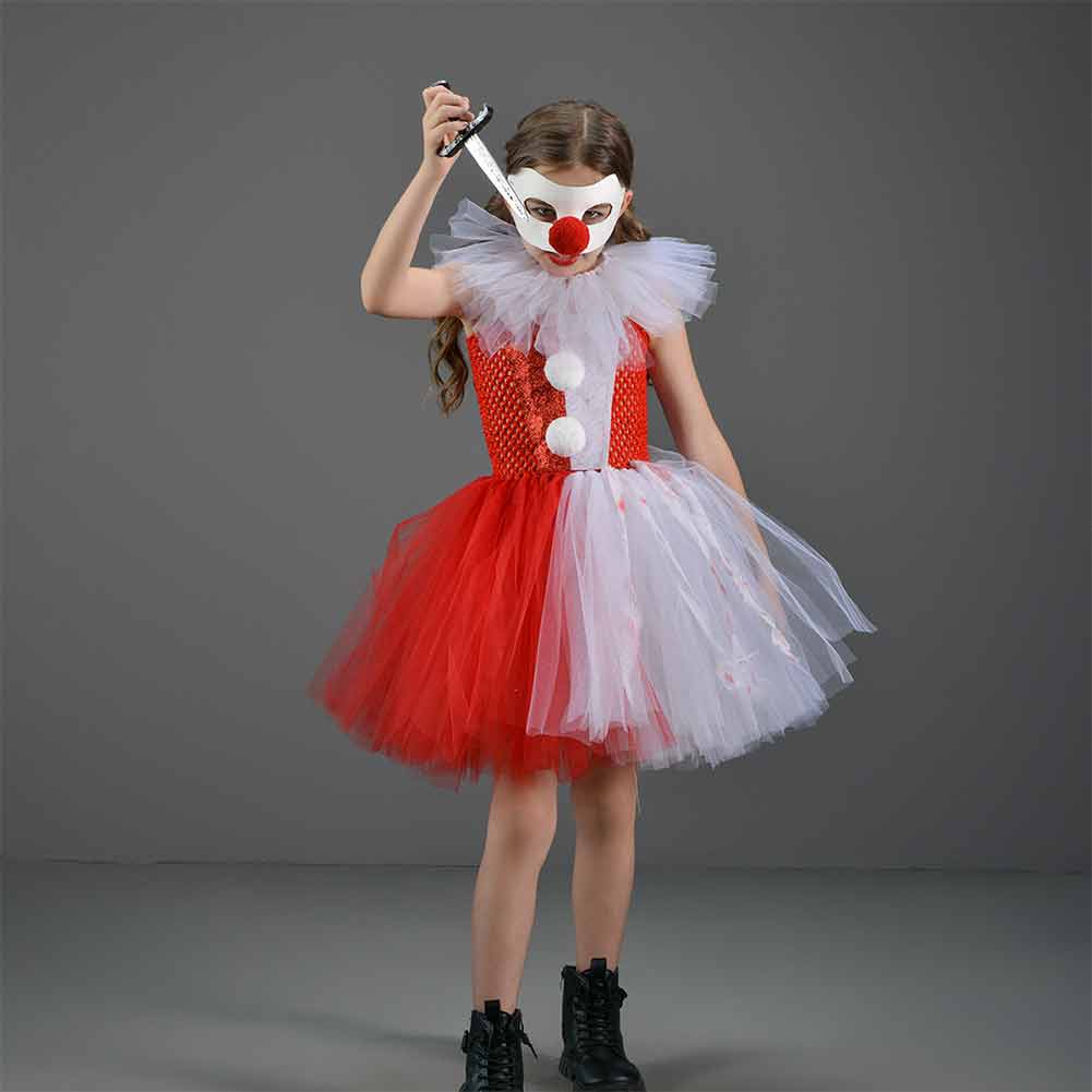 Kinder Mädchen tutu Kleid Horror Joker Cosplay Kostüm Outfits Halloween Karneval Anzug