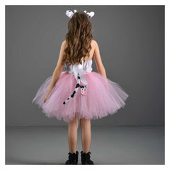 Kinder Mädchen Tutu Kleid Rosa Kuh Bild Rock Mesh Cosplay Kostüm Outfits Halloween Karneval Anzug