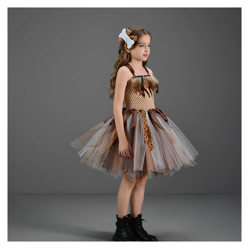 Kinder Mädchen tutu Kleid Wildman Höhlenmensch Cosplay Kostüm Outfits Halloween Karneval Anzug