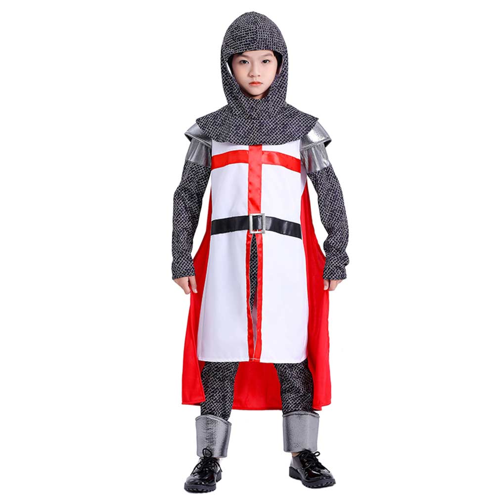 Kinder Mittelalterlicher Kreuzritter Templer Ritter Cosplay Kostüm Outfits Halloween Karneval Anzug