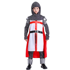 Kinder Mittelalterlicher Kreuzritter Templer Ritter Cosplay Kostüm Outfits Halloween Karneval Anzug