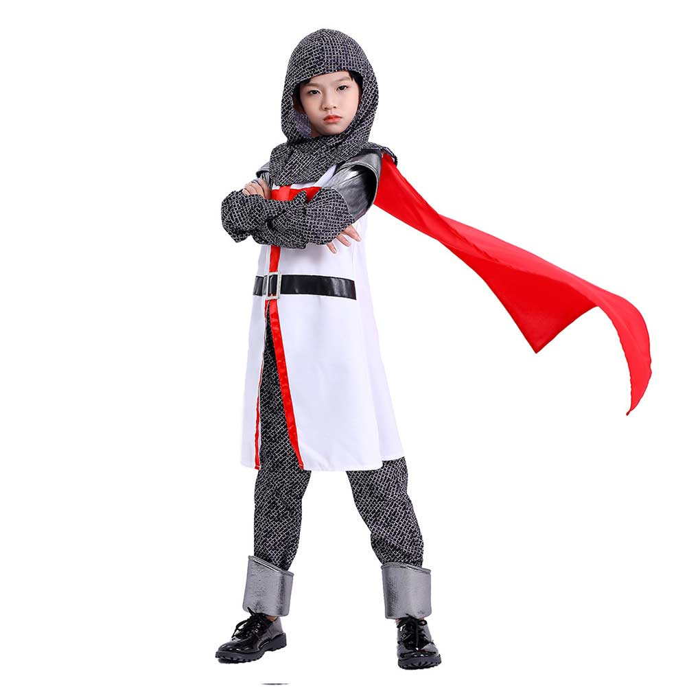 Kinder Mittelalterlicher Kreuzritter Templer Ritter Cosplay Kostüm Outfits Halloween Karneval Anzug