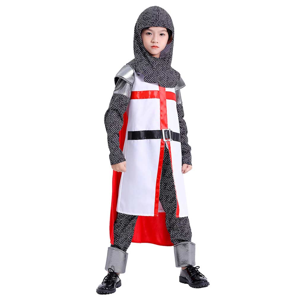 Kinder Mittelalterlicher Kreuzritter Templer Ritter Cosplay Kostüm Outfits Halloween Karneval Anzug