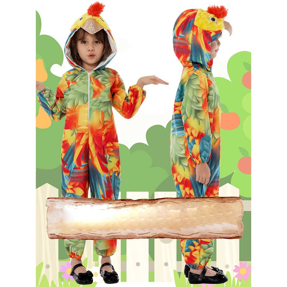 Kinder Papagei Rollenspiel Tier Cosplay Kostüm Outfits Halloween Karneval Anzug Jumpsuit