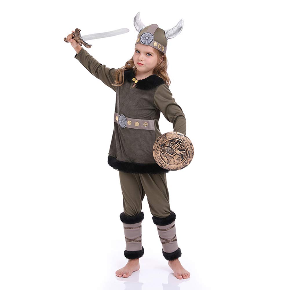 Kinder Piratenkrieger Anzug Wikinger Performance Anzug Cosplay Kostüm Outfits Halloween Karnevalsanzug