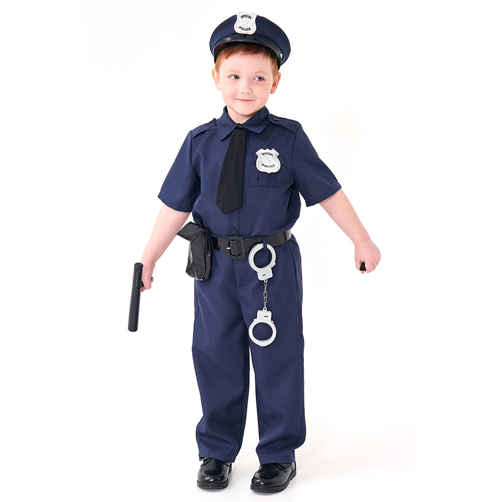 Kinder Polizei Berufsuniform Cosplay Kostüm Outfits Halloween Karneval Anzug