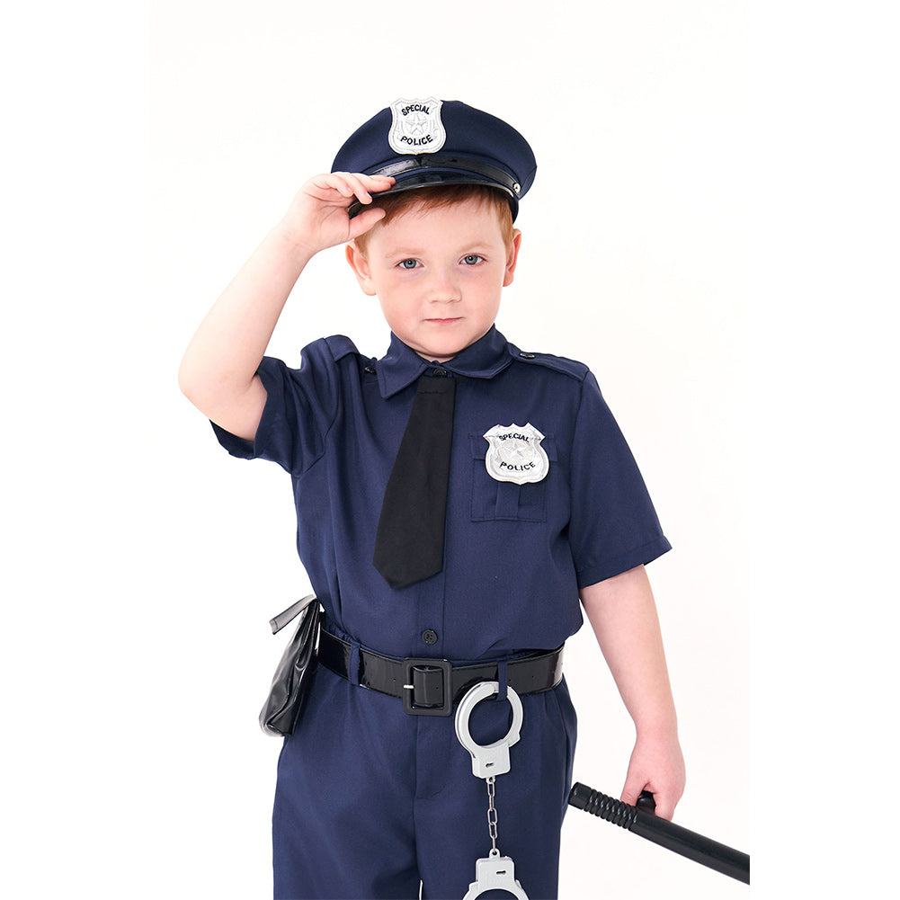 Kinder Polizei Berufsuniform Cosplay Kostüm Outfits Halloween Karneval Anzug