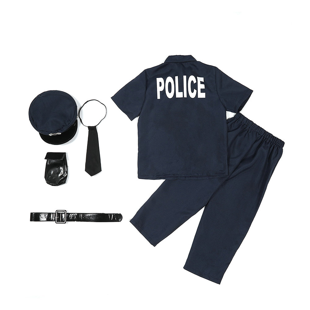 Kinder Polizei Berufsuniform Cosplay Kostüm Outfits Halloween Karneval Anzug