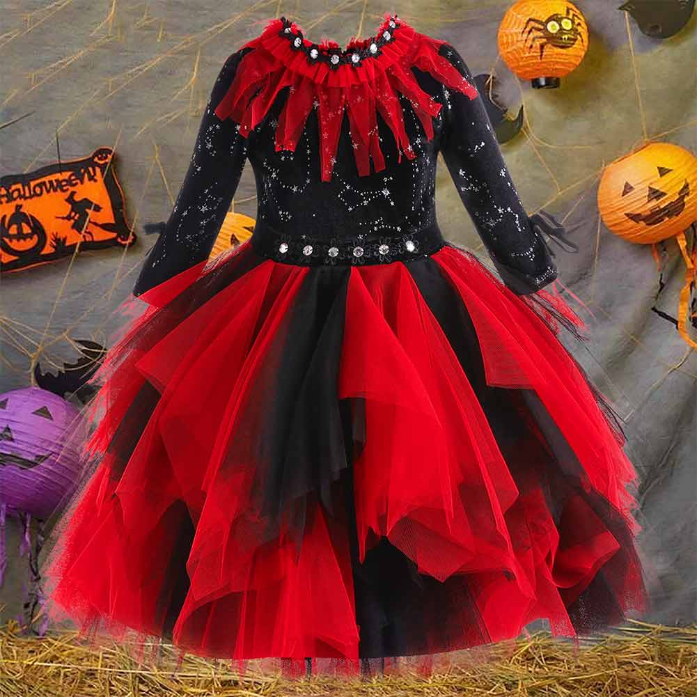 Kinder Vampirhexe Cosplay Kinderkleidung Performance Kleid Cosplay Kostüm Outfits Halloween Karneval Anzug