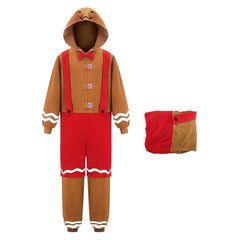 Lebkuchenmann braun Kostüm Set Schlafkleidung Weihnachten Cosplay Outfit