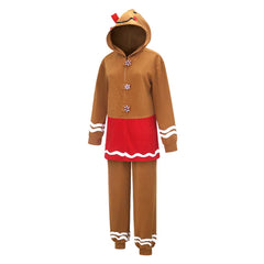 Lebkuchenmann braun Kostüm Set Schlafkleidung Weihnachten Cosplay Outfit