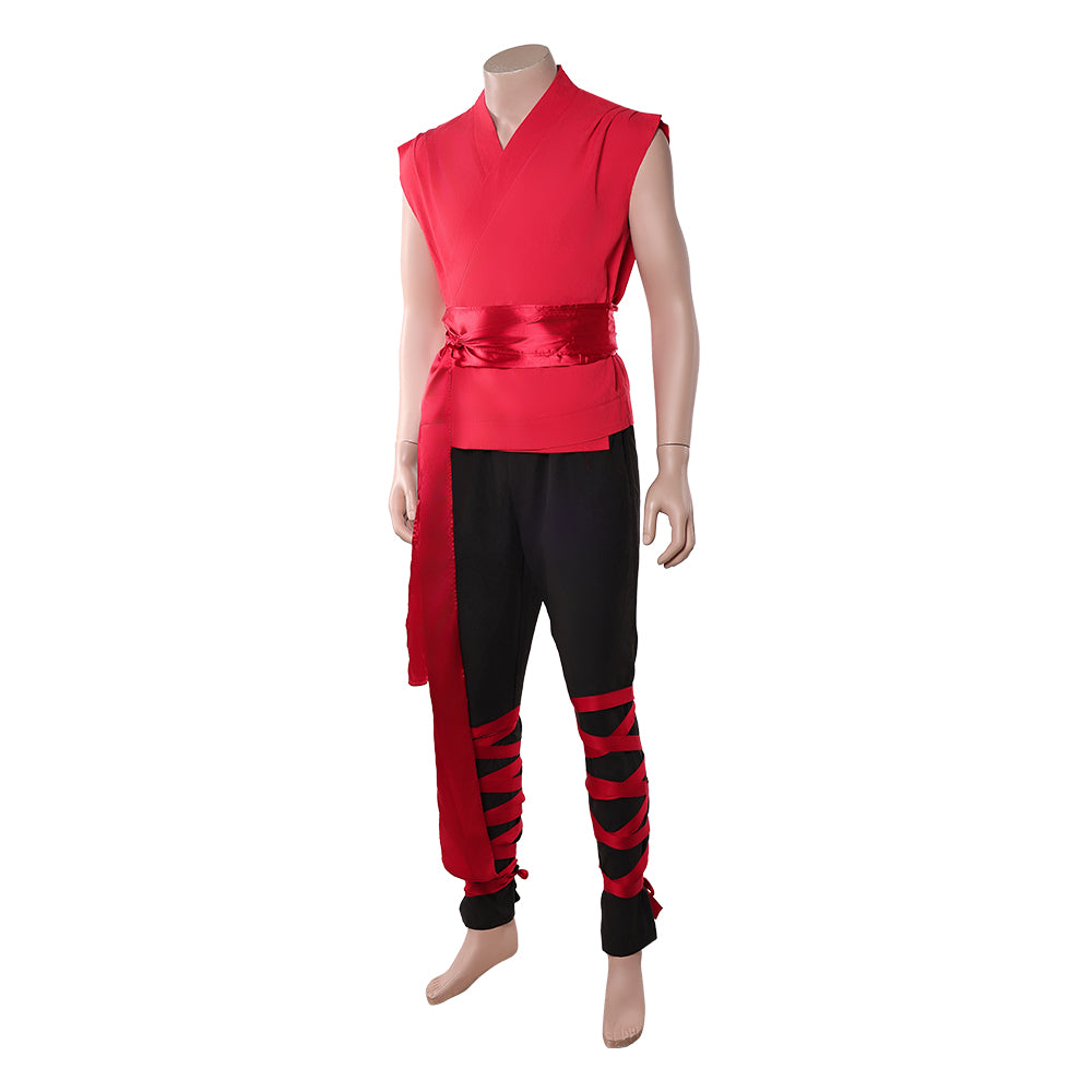 Liu Kang rot Kostüm SET Mortal Kombat Liu Kang Cosplay Outfit
