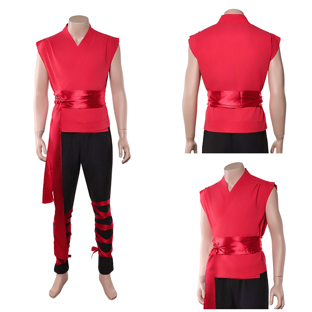 Liu Kang rot Kostüm SET Mortal Kombat Liu Kang Cosplay Outfit