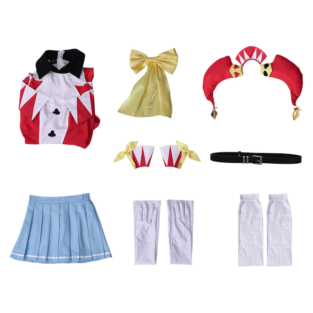 Luce Rubis rot weiß Kostüm Set The Exiled Heavy Knight Knows How to Game the System Luce Rubis Cosplay Outfit