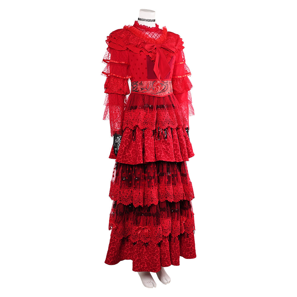 Lydia Deetz rot Kleid Beetlejuice Lydia Damen Brautkleid Cosplay Kostüm