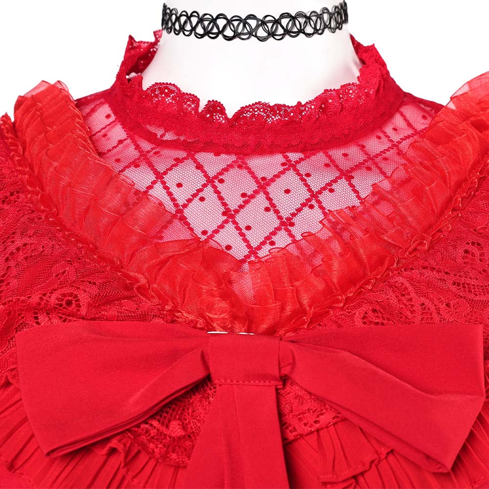 Lydia Deetz rot Kleid Beetlejuice Lydia Damen Brautkleid Cosplay Kostüm