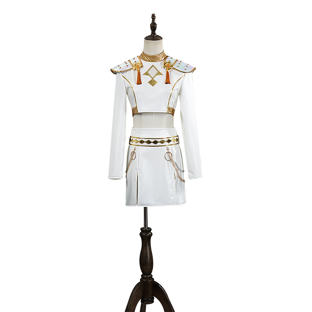 Mädchen Kinder Huntrix Zoey Golden weiß Kostüm Cosplay Outfits  