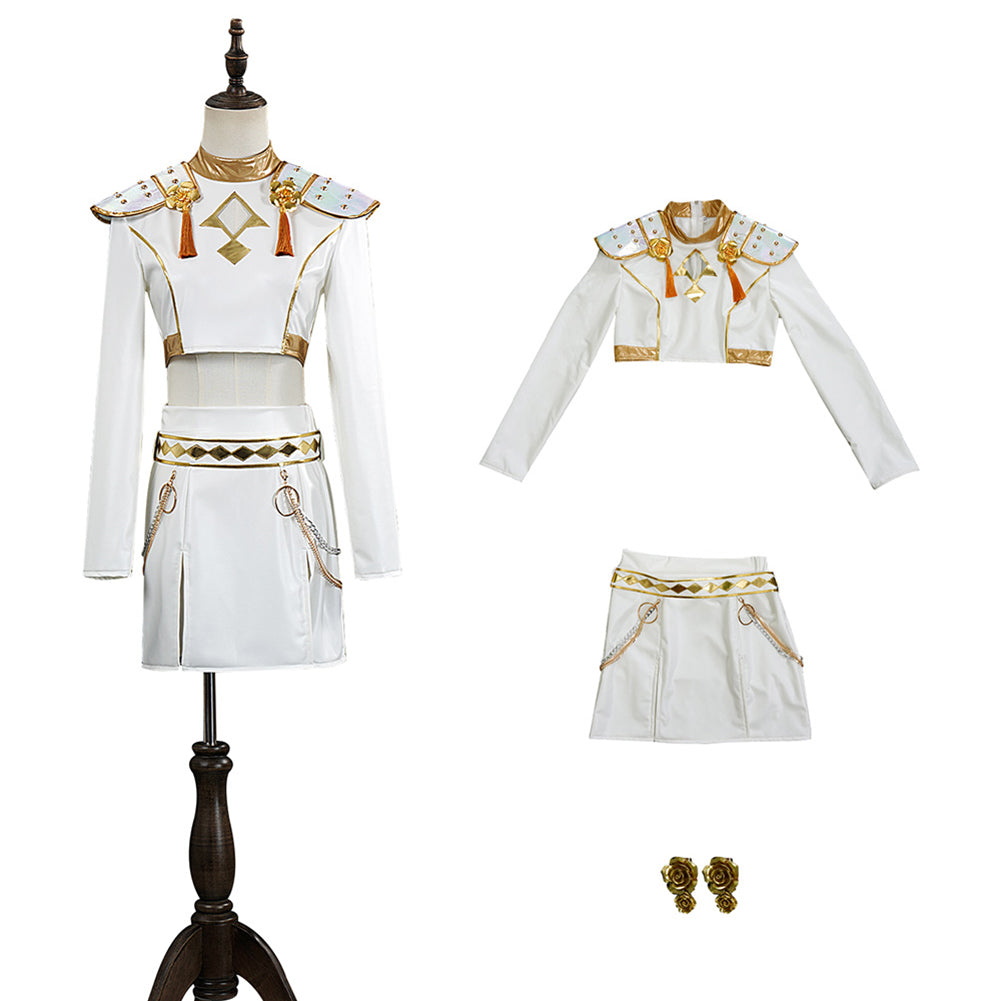 Mädchen Kinder Huntrix Zoey Golden weiß Kostüm Cosplay Outfits  