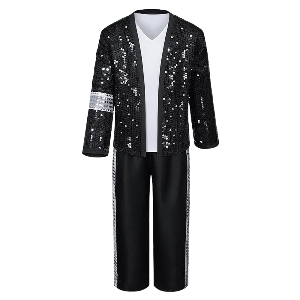 Michael Jackson schwarz Kostüm Set Bühnenkostüm Michael Jackson Cosplay Outfit