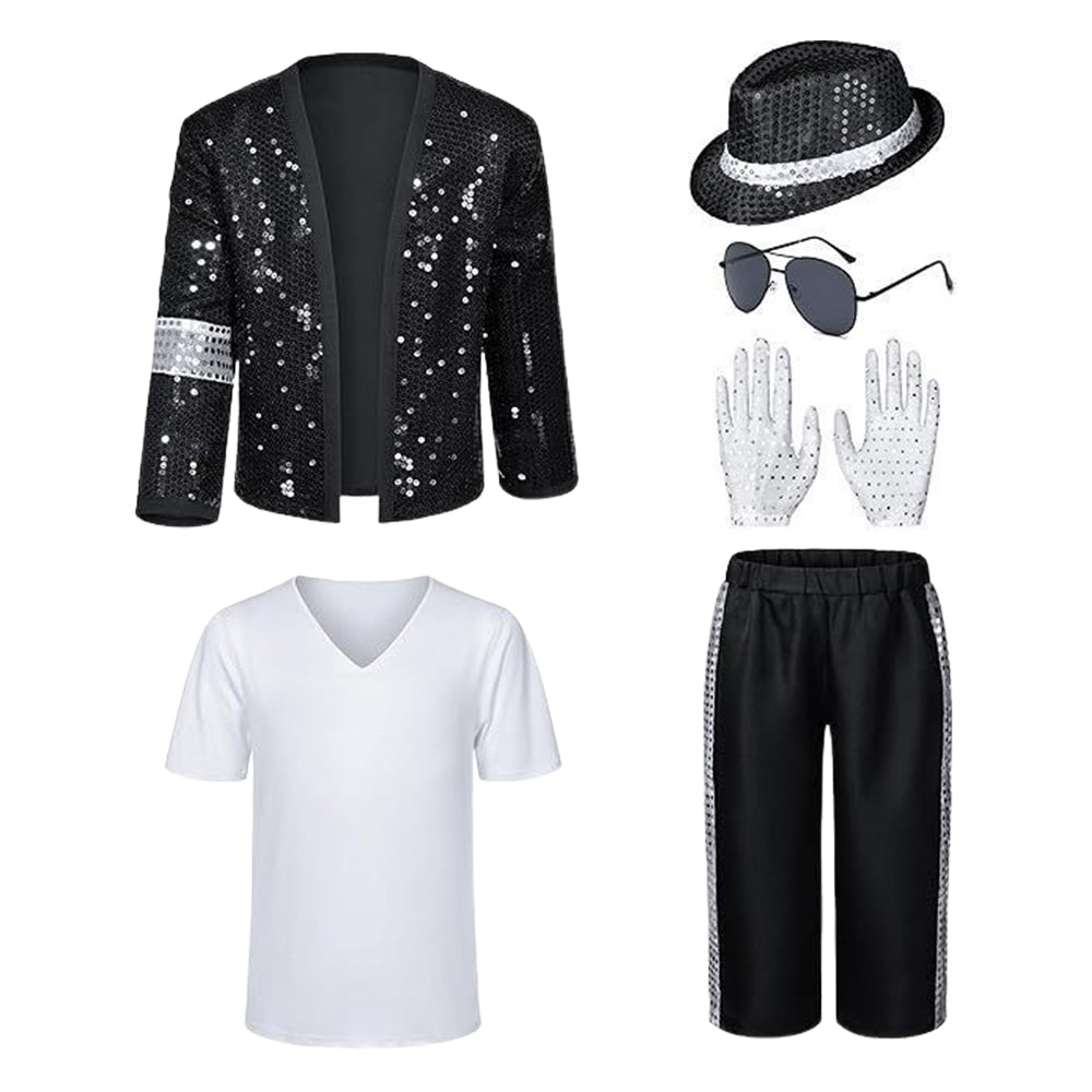 Michael Jackson schwarz Kostüm Set Bühnenkostüm Michael Jackson Cosplay Outfit