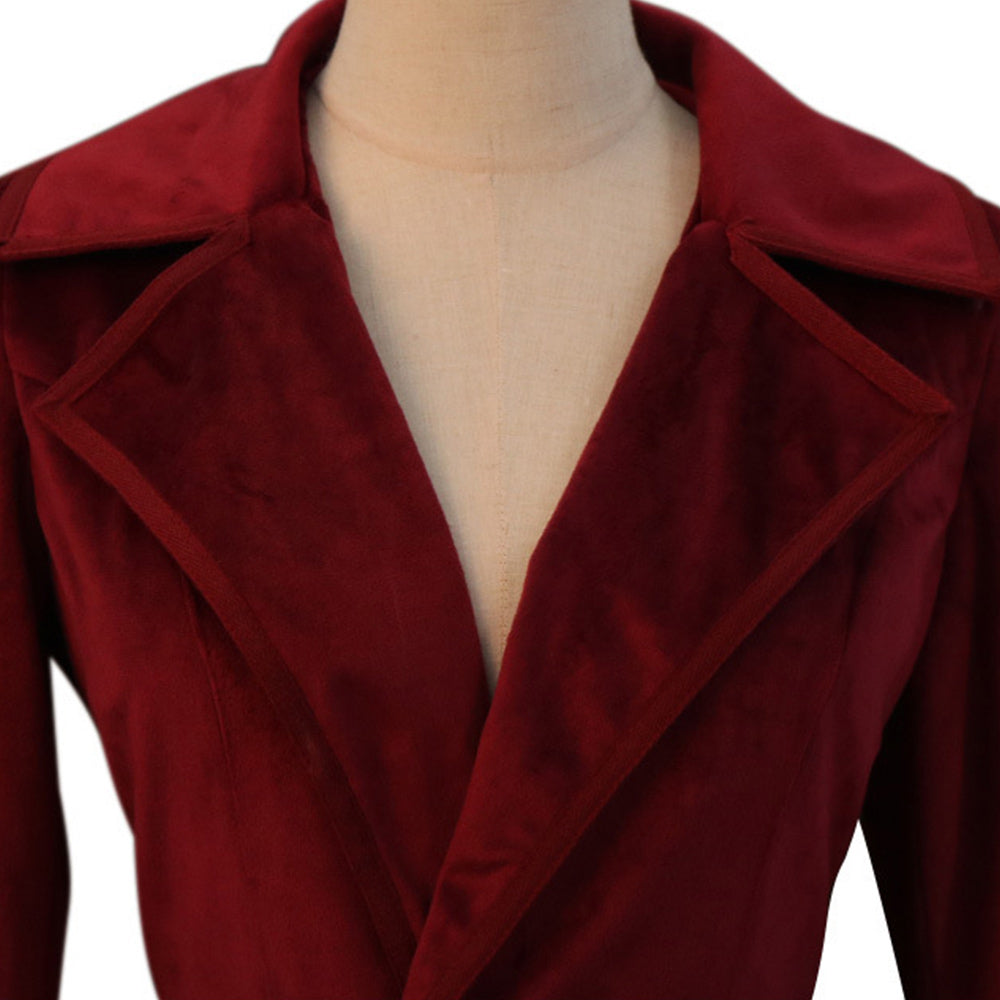 ​Mittelalter rot Kostüm Samt Trenchcoat Halloween Karneval Weihnachten Cosplay Outfit