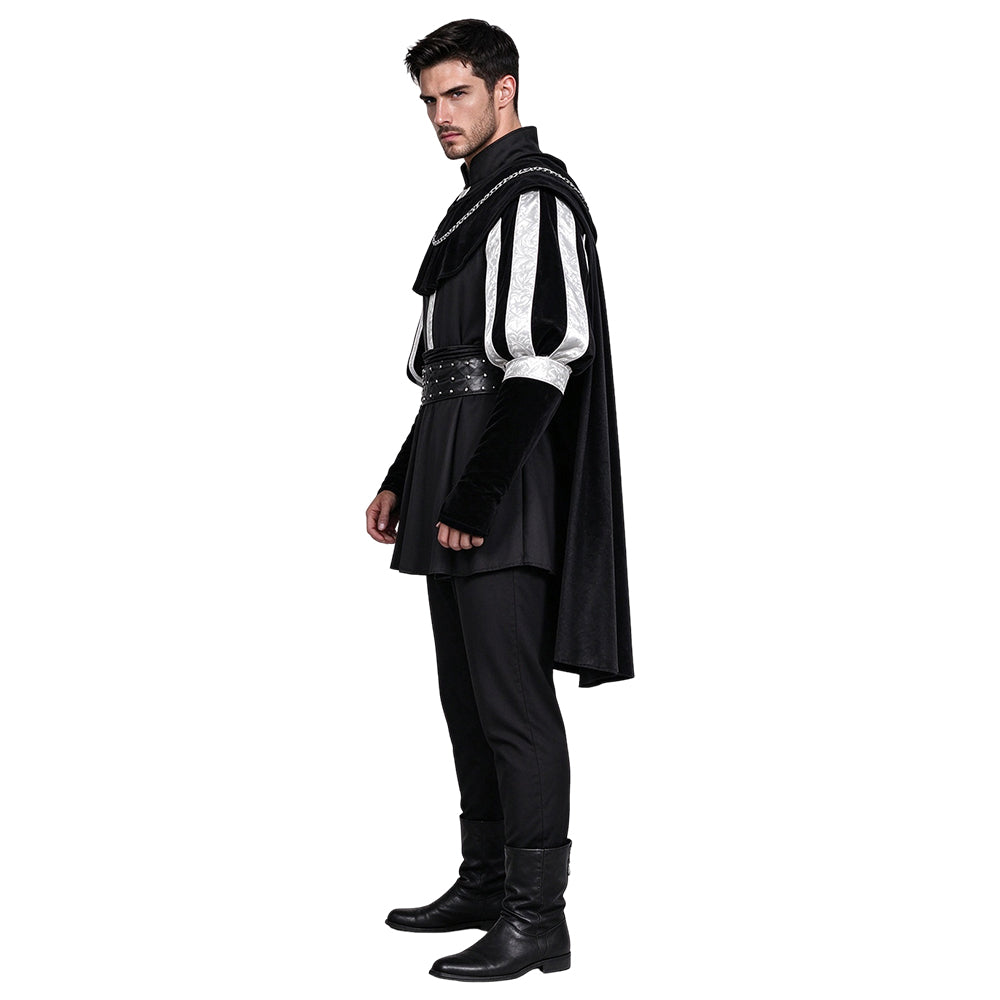 Mittelalter schwarz Kostüm Set Söldner Cosplay Outfit Halloween Karneval Party Suit