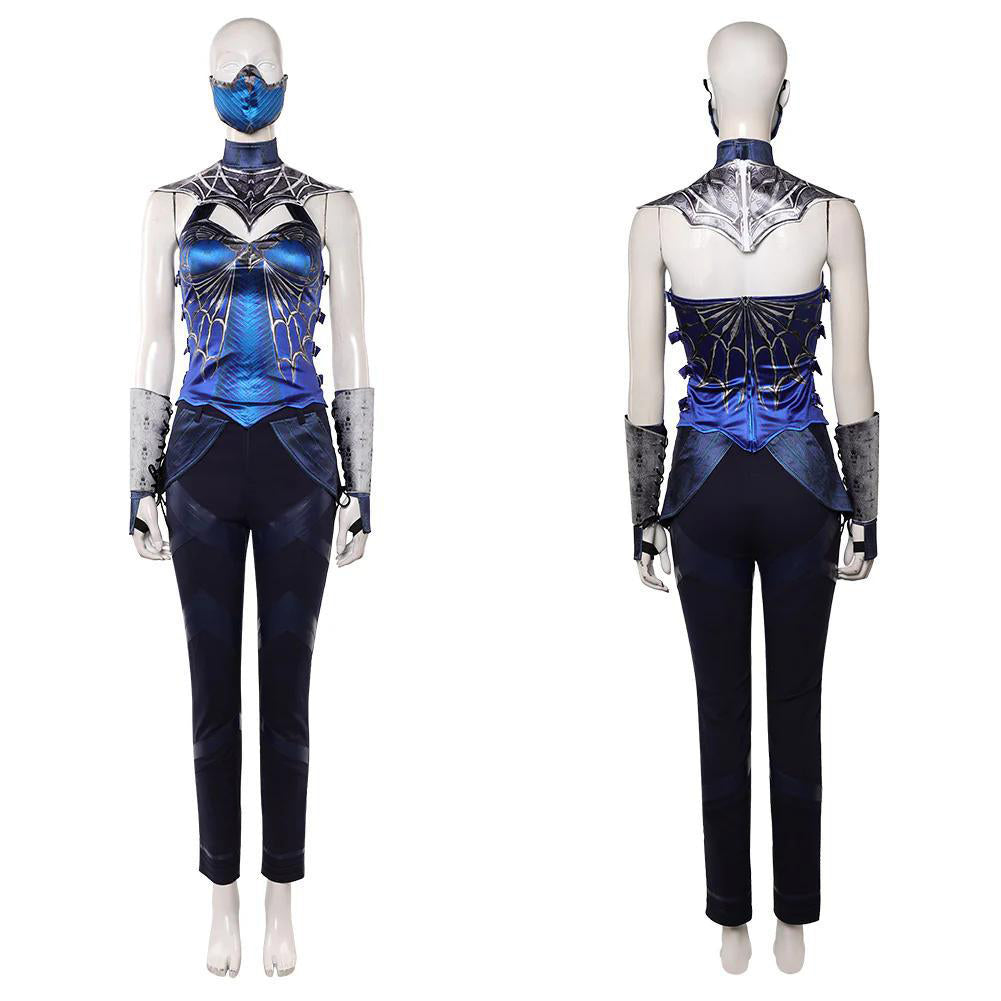 Mortal Kombat Kitana blau Kostüm Cosplay Outfit