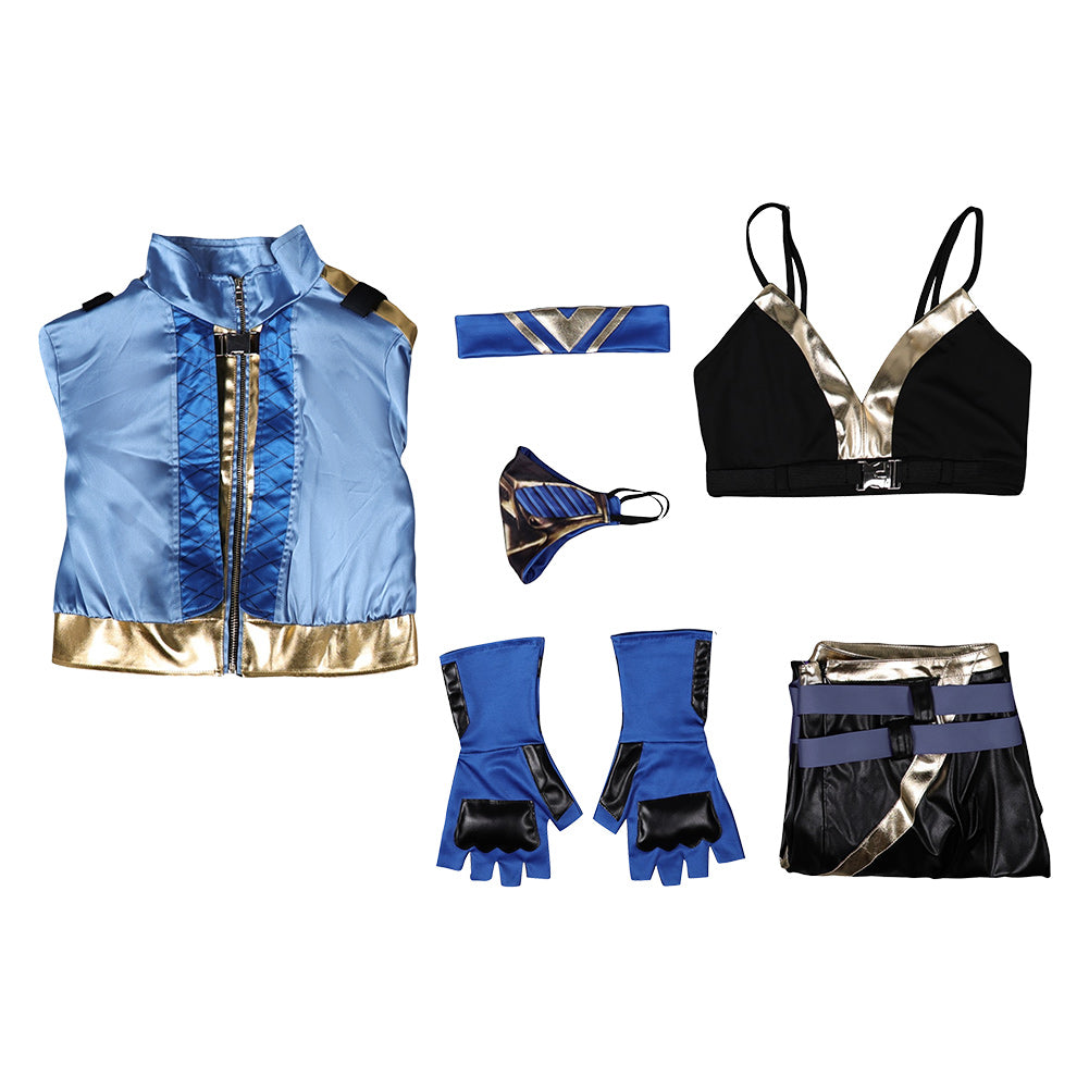 Mortal Kombat Kitana blau Kostüm Halloween Karneval Outfits