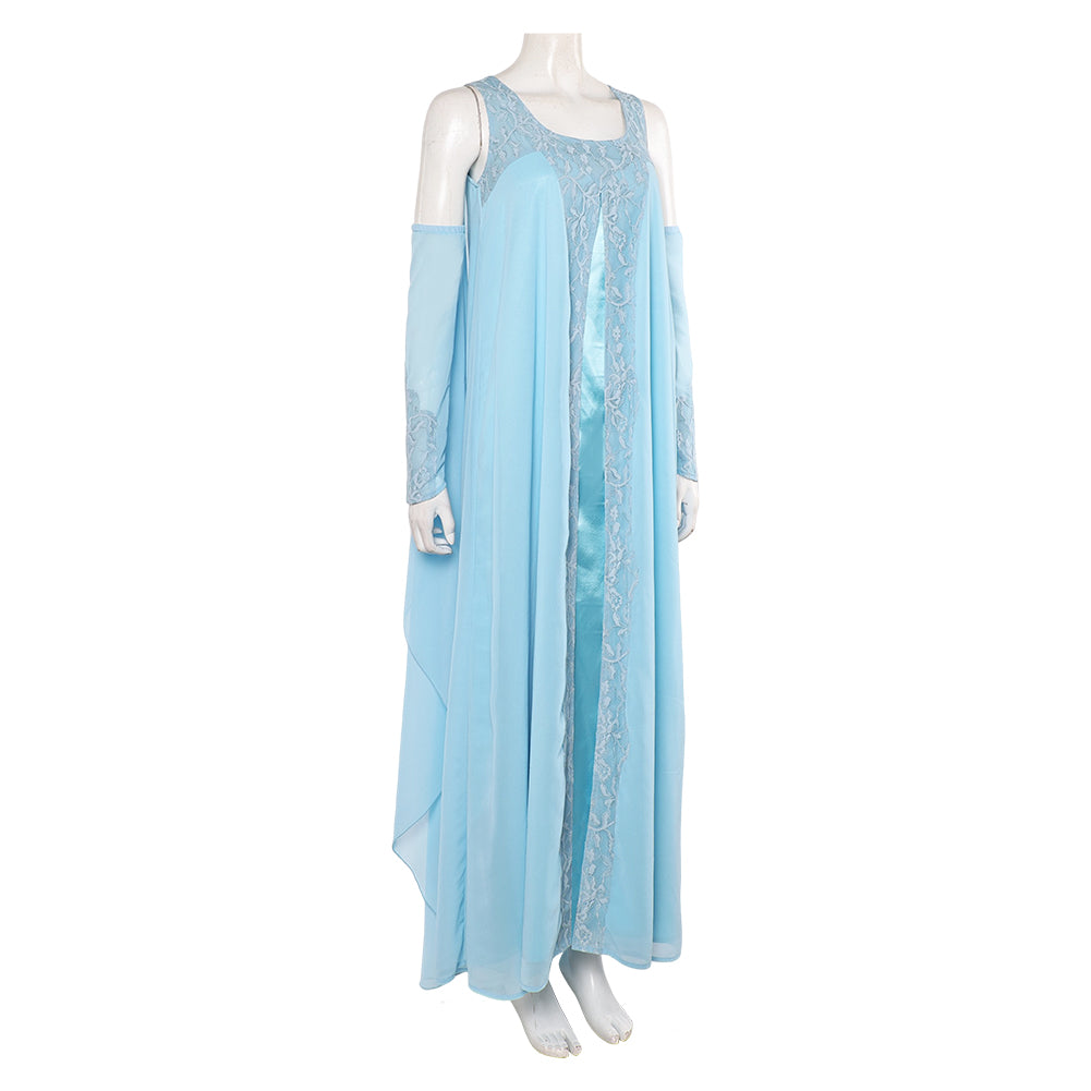 Padme Amidala Aqua georgette nightgown Kleid Cosplay Kostüm