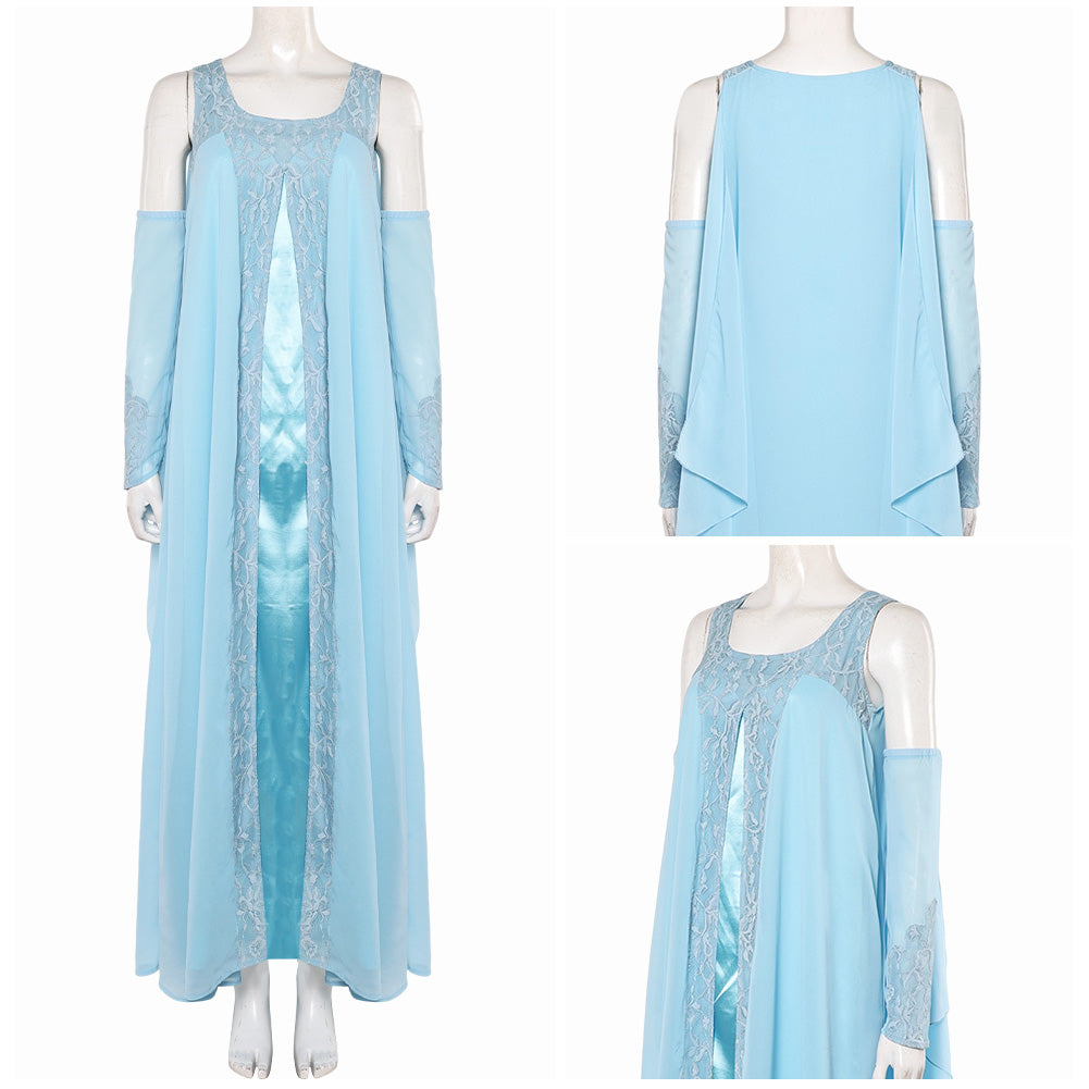 Padme Amidala Aqua georgette nightgown Kleid Cosplay Kostüm