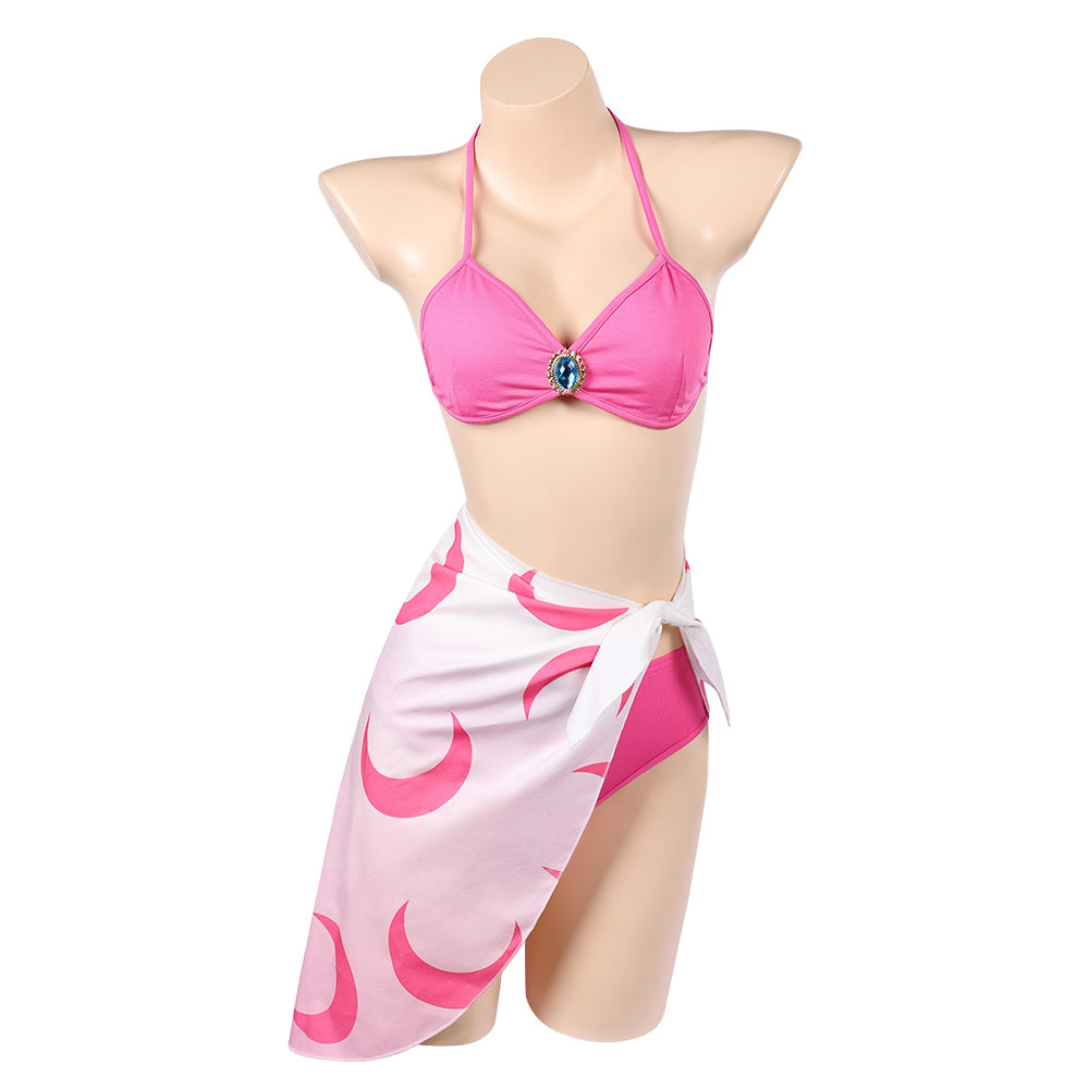 Prinzessin Peach Sommer Bademode 3tlg. Badeanzug Cosplay Outfit