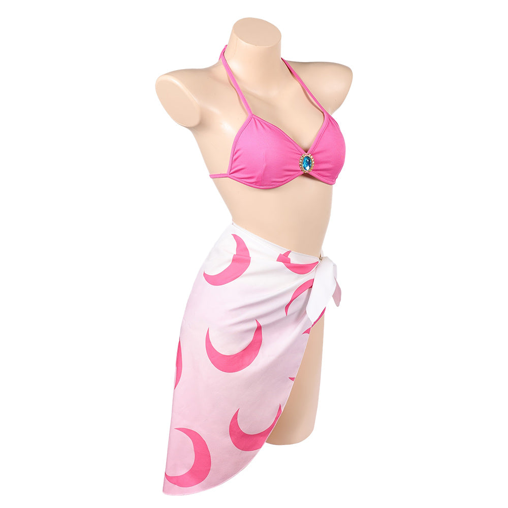 Prinzessin Peach Sommer Bademode 3tlg. Badeanzug Cosplay Outfit