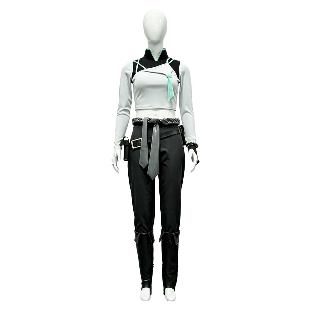 ​Sage weiß schwarz Kostüm Set Valorant Sage Cosplay Outfit