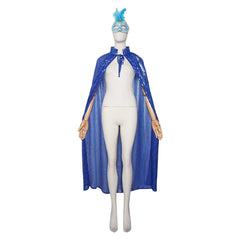 Umhang Maske rot blau Kostüm Halloween Karneval Cosplay Outfit