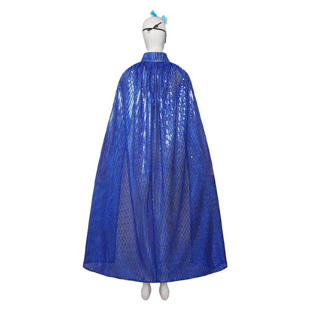 Umhang Maske rot blau Kostüm Halloween Karneval Cosplay Outfit