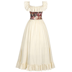 Victoria Mittelalter Renaissance Kostüm Set beige Halloween Karneval Party Cosplay Outfit